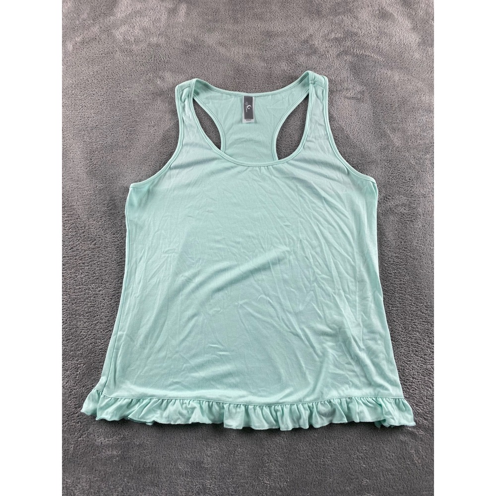 PJ Couture Womens Mint Green Racerback Ruffle Hem Sleep Tank Top Size Small